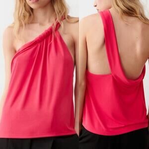 NWT Zara Women’s Pink One Shoulder Ruched Detail Top. Size S
